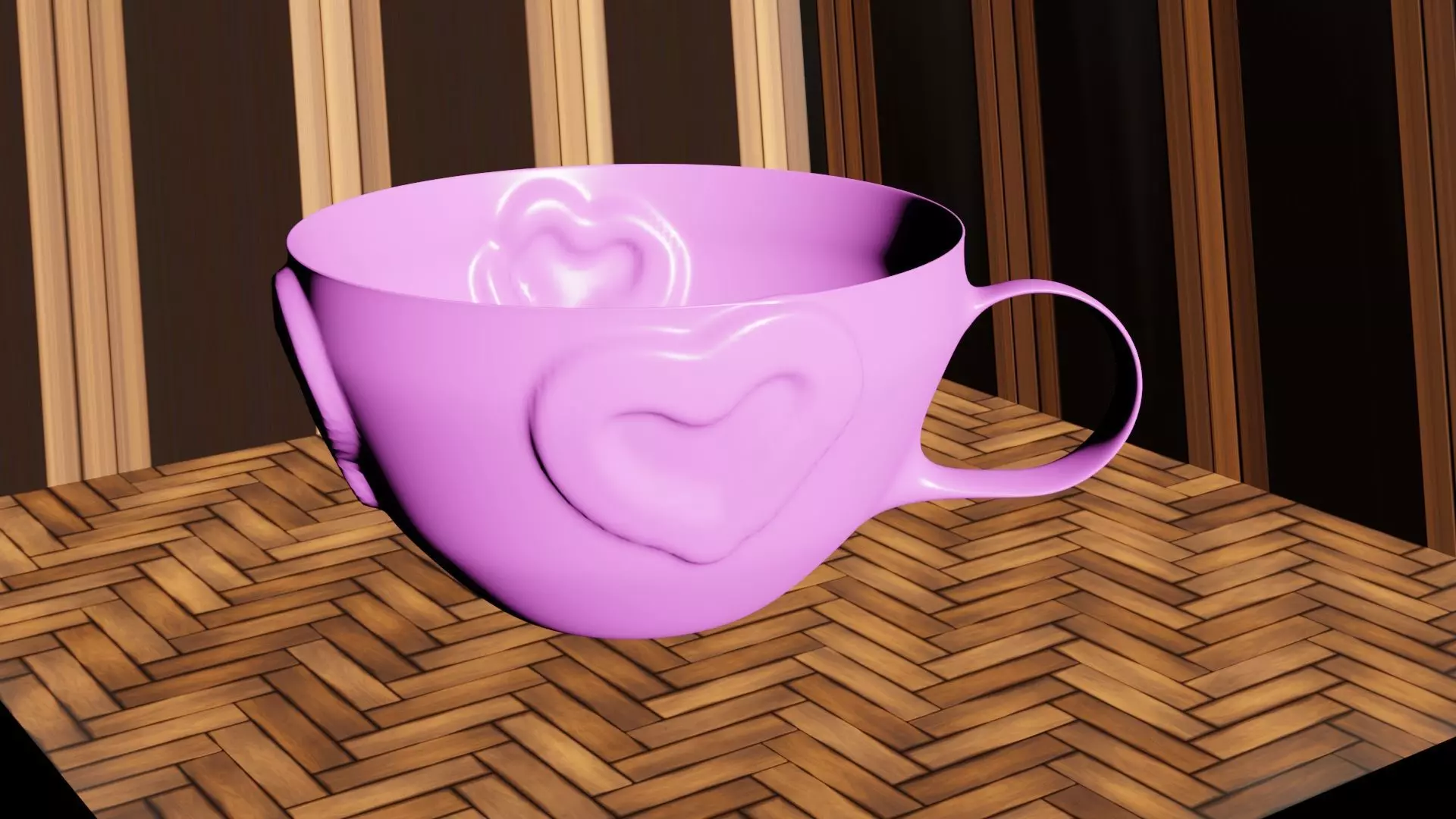 Cup 3D Model with hearts Free 3D print model