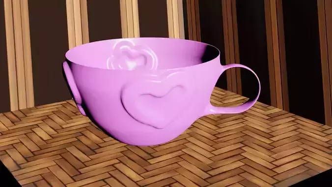 Cup 3D Model with hearts