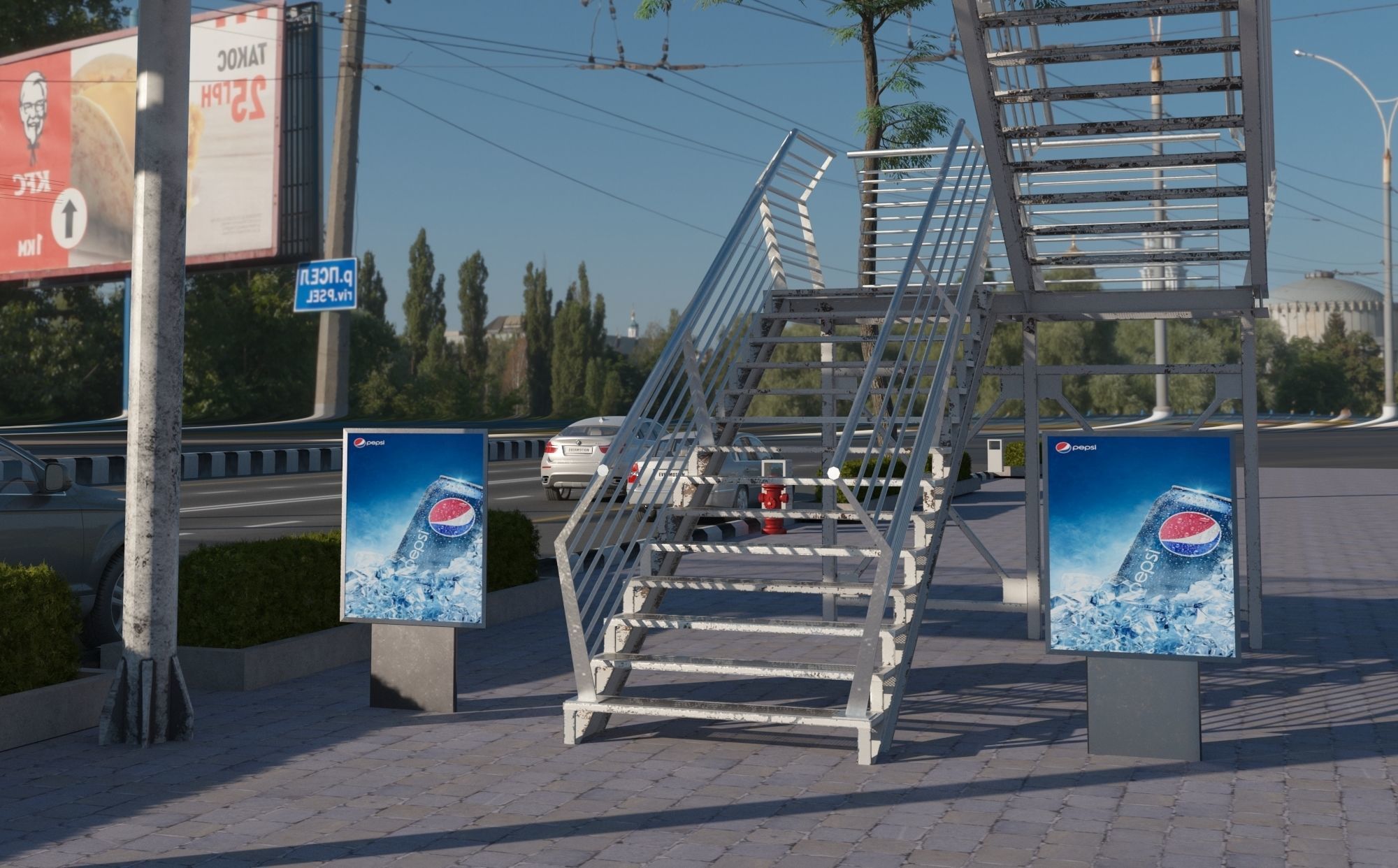 Pedestrian Bridge VOL 4 Low-poly 3D model_11