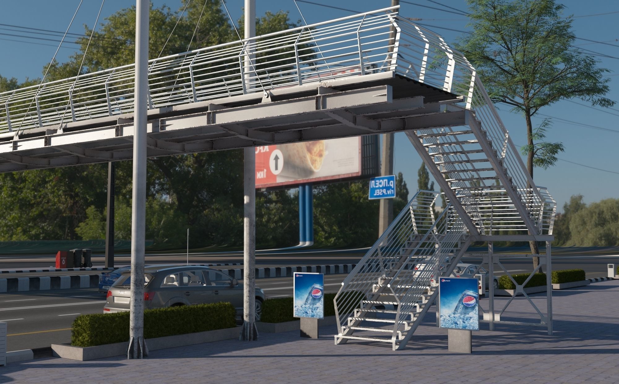 Pedestrian Bridge VOL 4 Low-poly 3D model_2