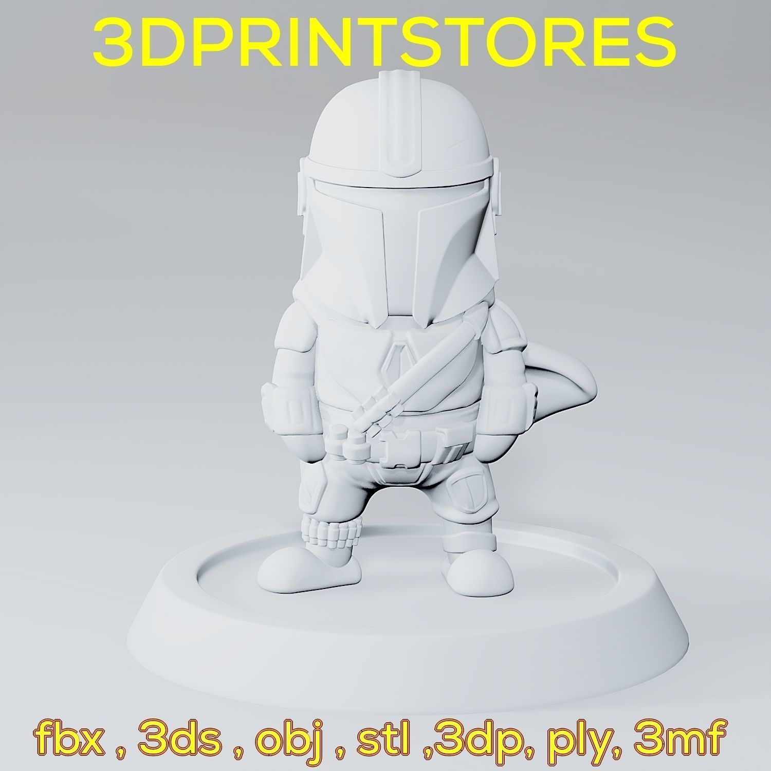 Mandalorian Chibi with base 3d print ready  3D print model_22