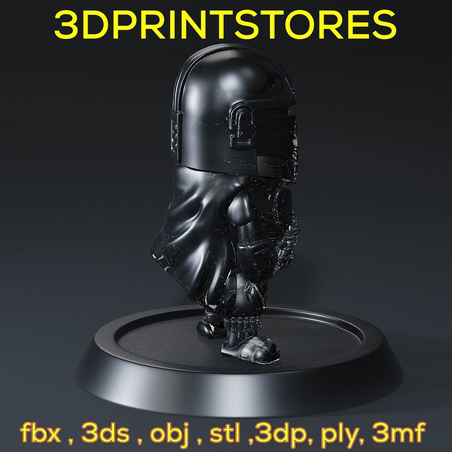 Mandalorian Chibi with base 3d print ready  3D print model_31