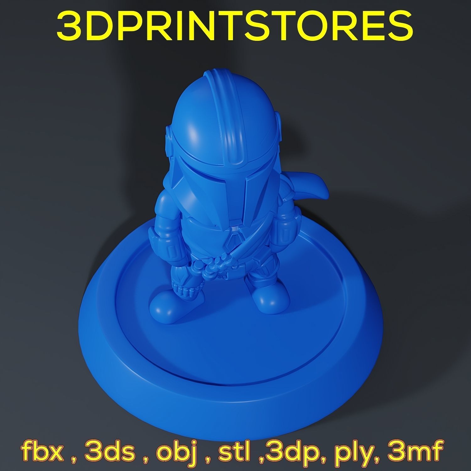 Mandalorian Chibi with base 3d print ready  3D print model_32
