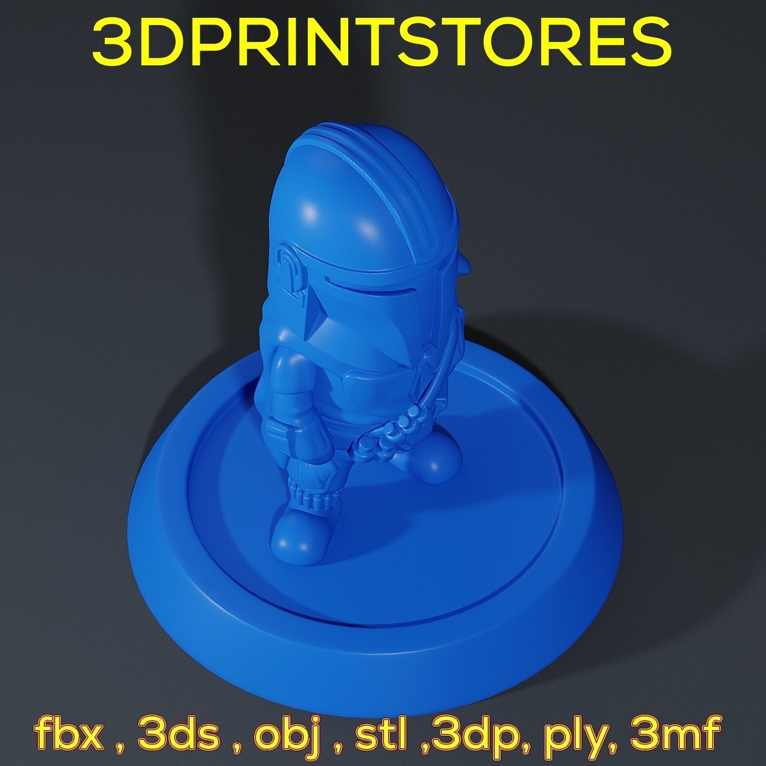 Mandalorian Chibi with base 3d print ready  3D print model_48