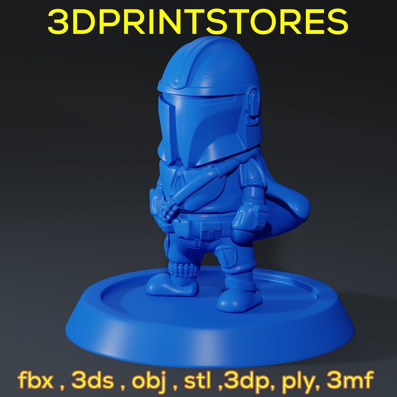 Mandalorian Chibi with base 3d print ready  3D print model_12