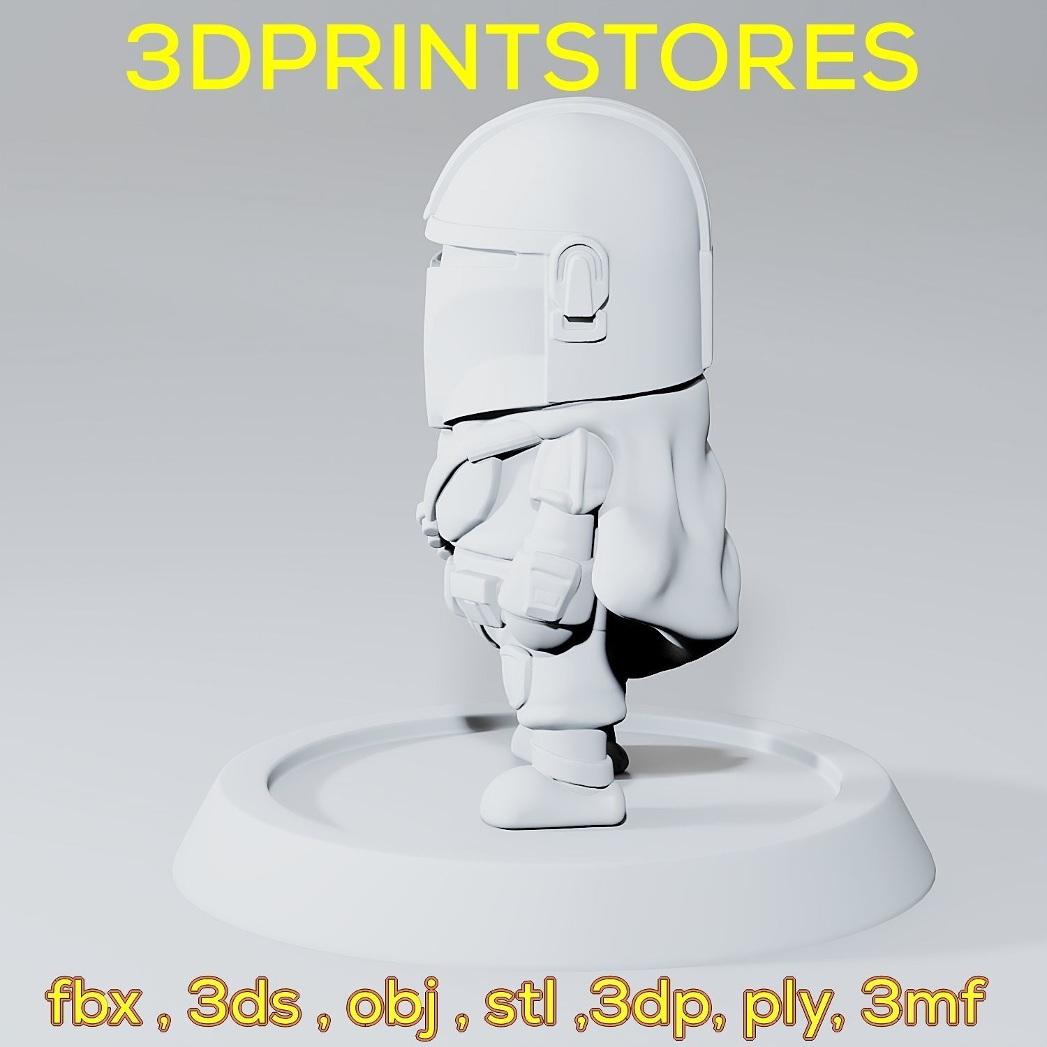 Mandalorian Chibi with base 3d print ready  3D print model_11