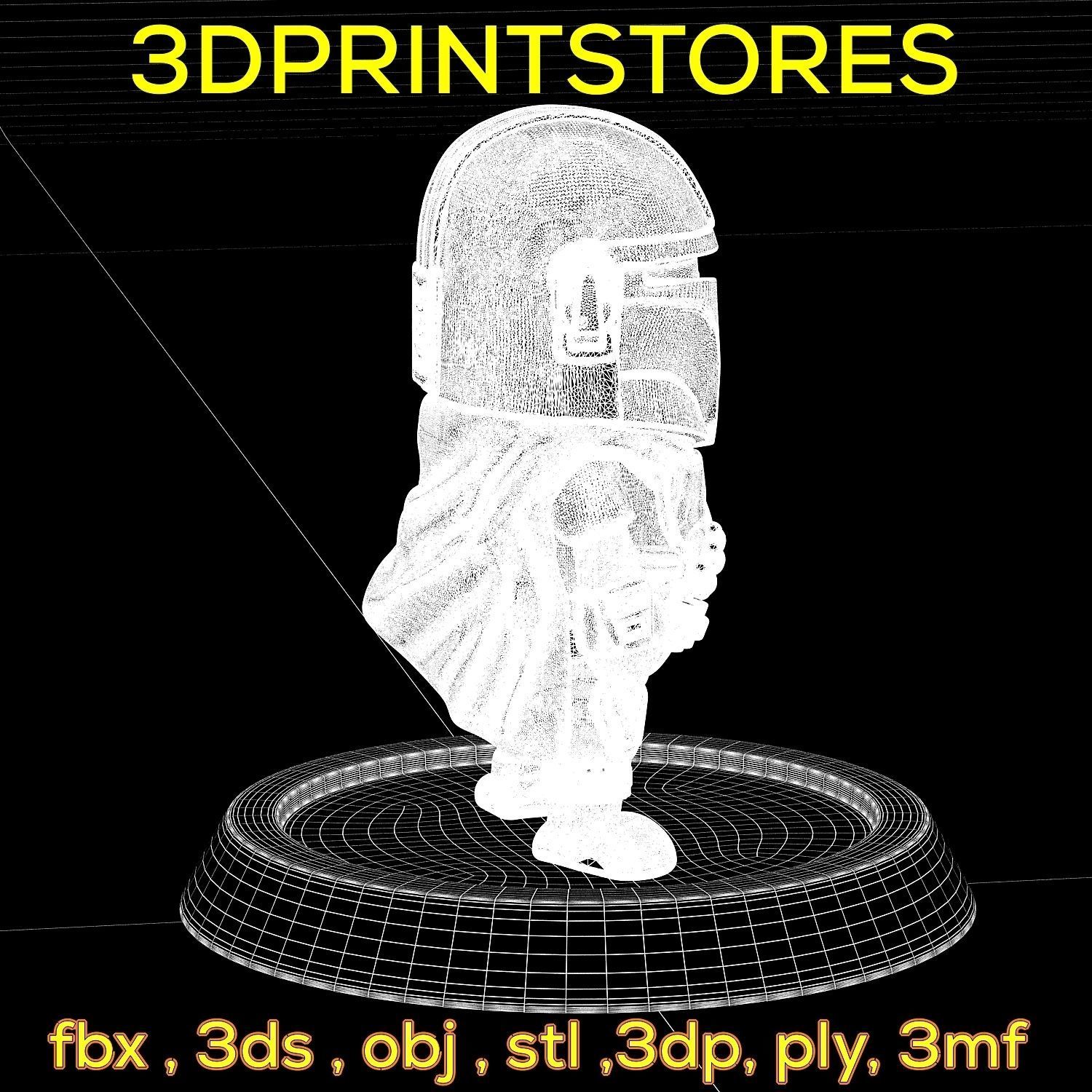 Mandalorian Chibi with base 3d print ready  3D print model_7