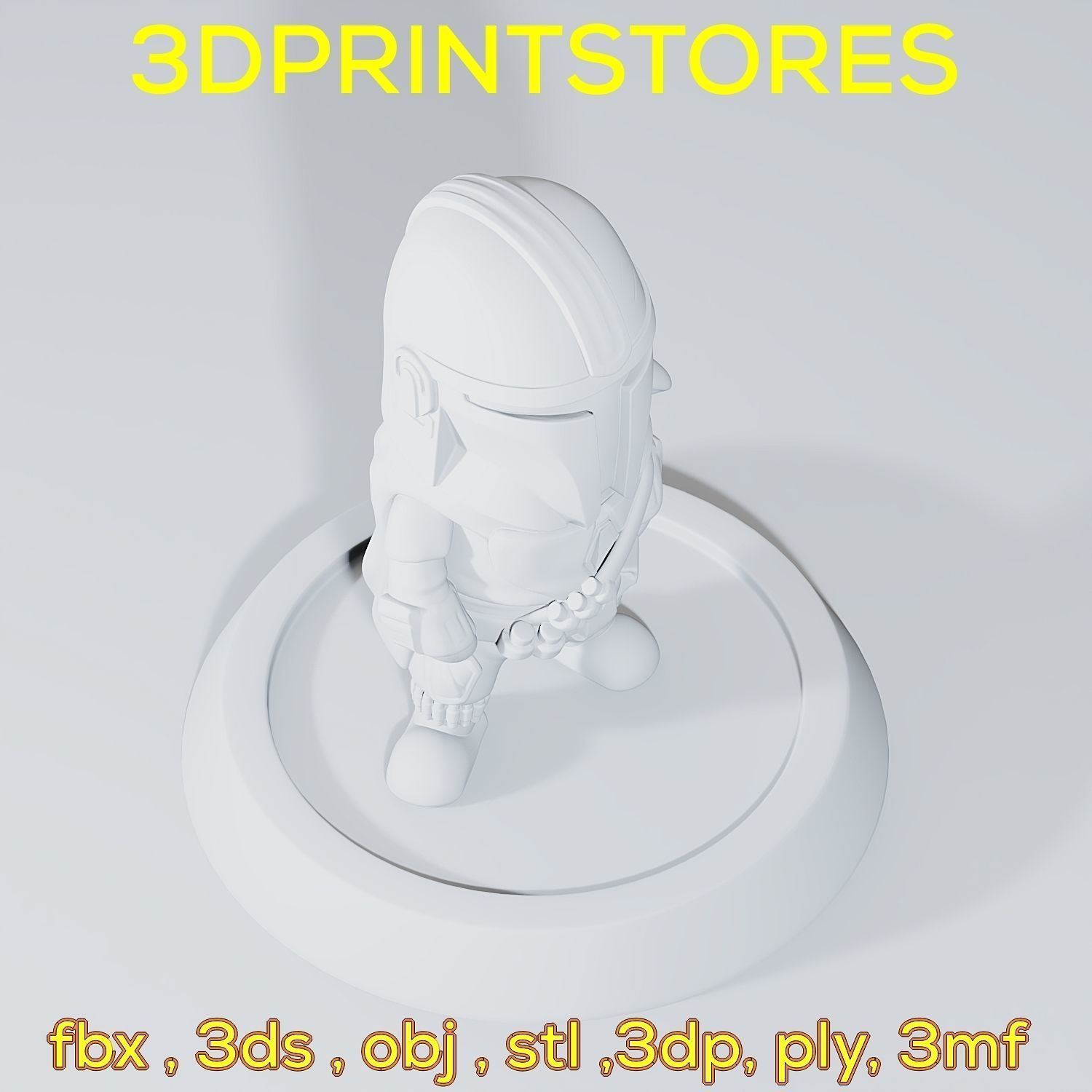 Mandalorian Chibi with base 3d print ready  3D print model_37
