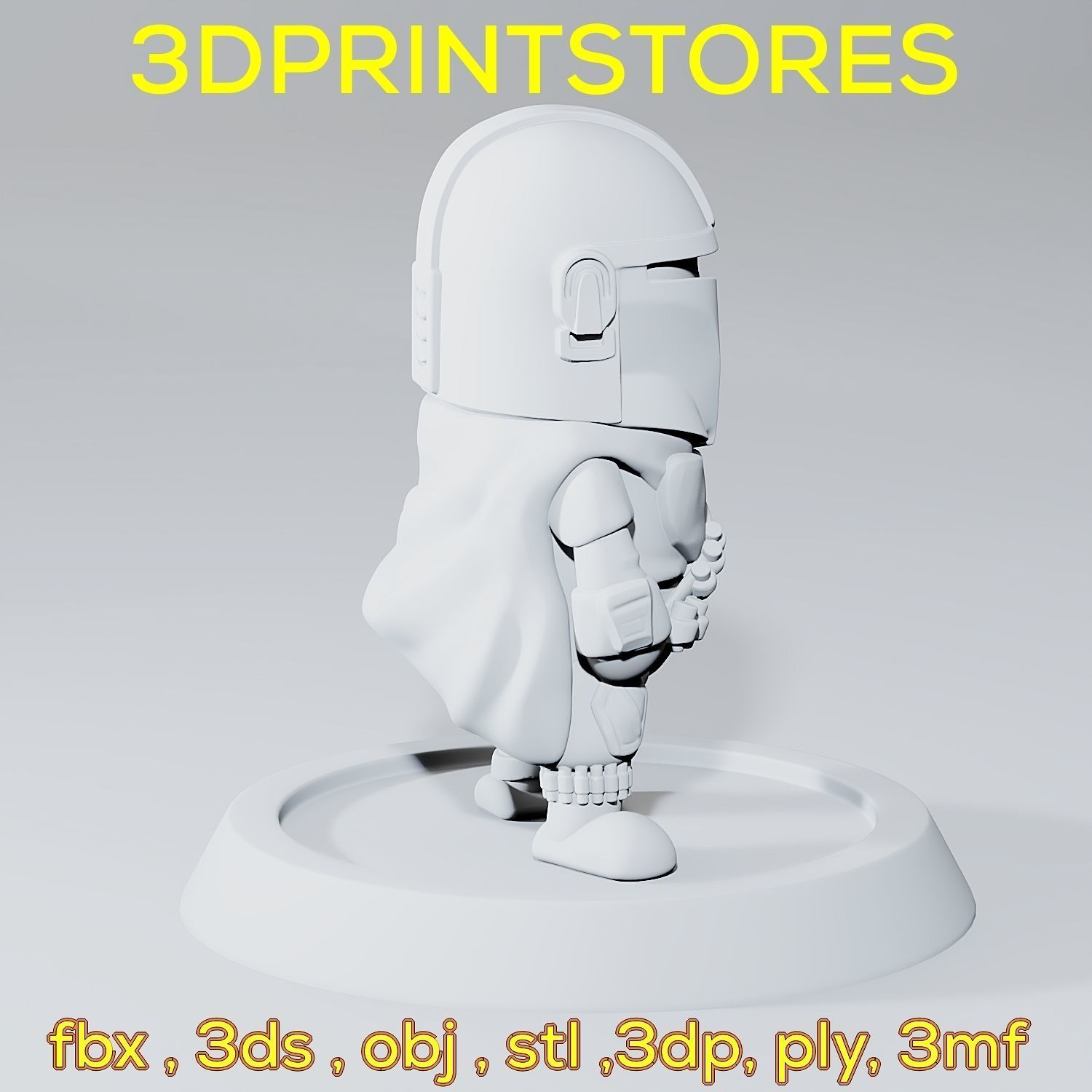Mandalorian Chibi with base 3d print ready  3D print model_8