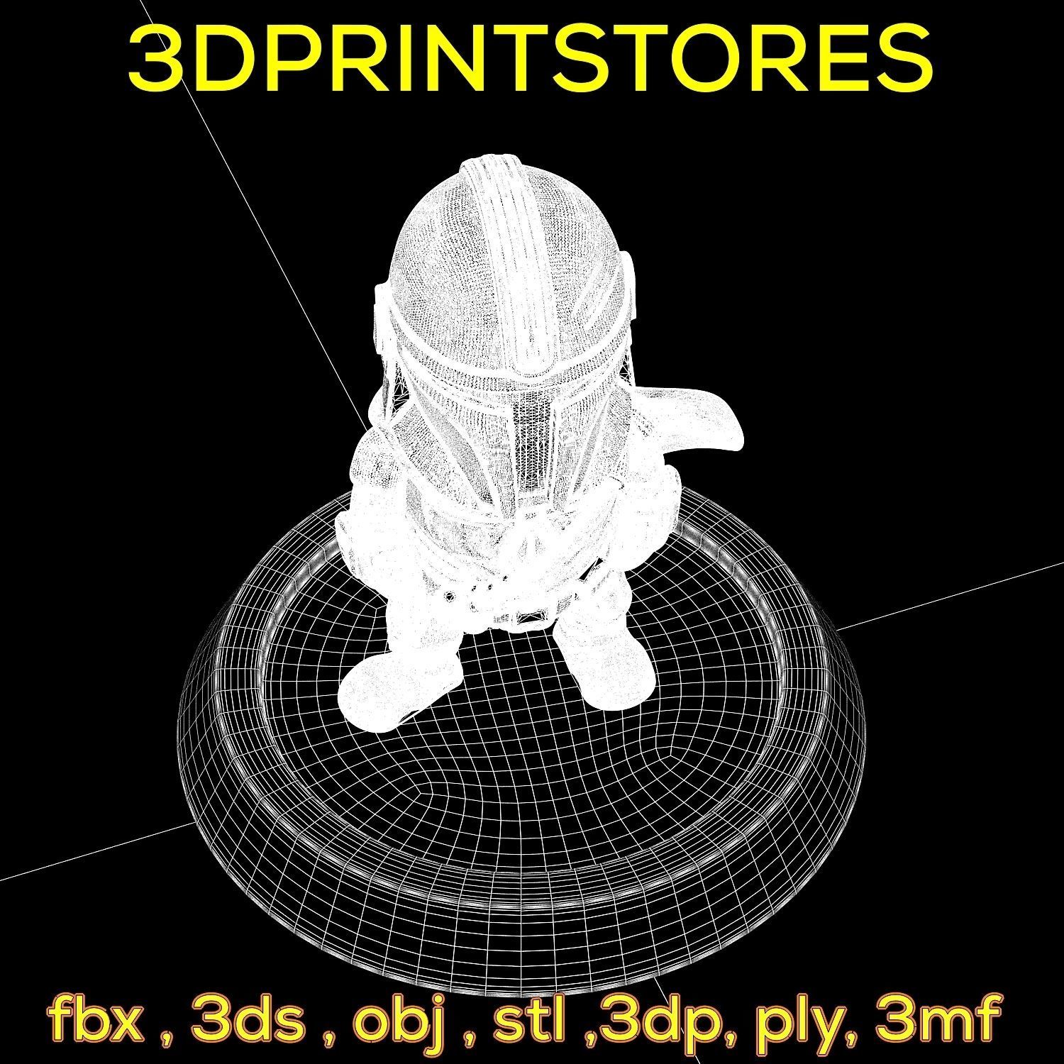 Mandalorian Chibi with base 3d print ready  3D print model_33