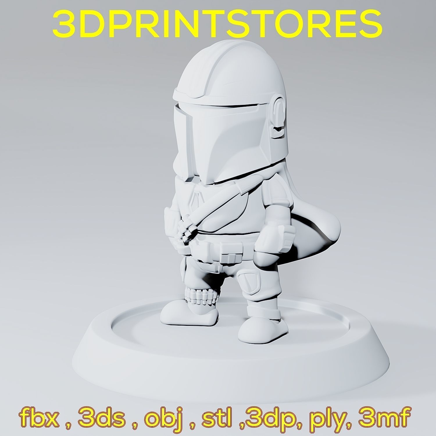 Mandalorian Chibi with base 3d print ready  3D print model_14