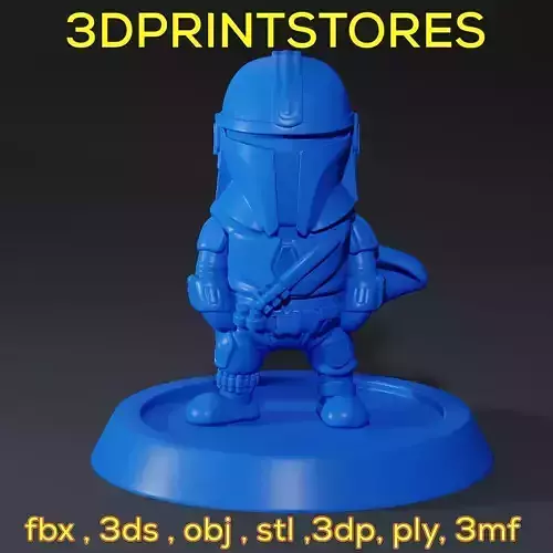 Mandalorian Chibi with base 3d print ready  3D print model