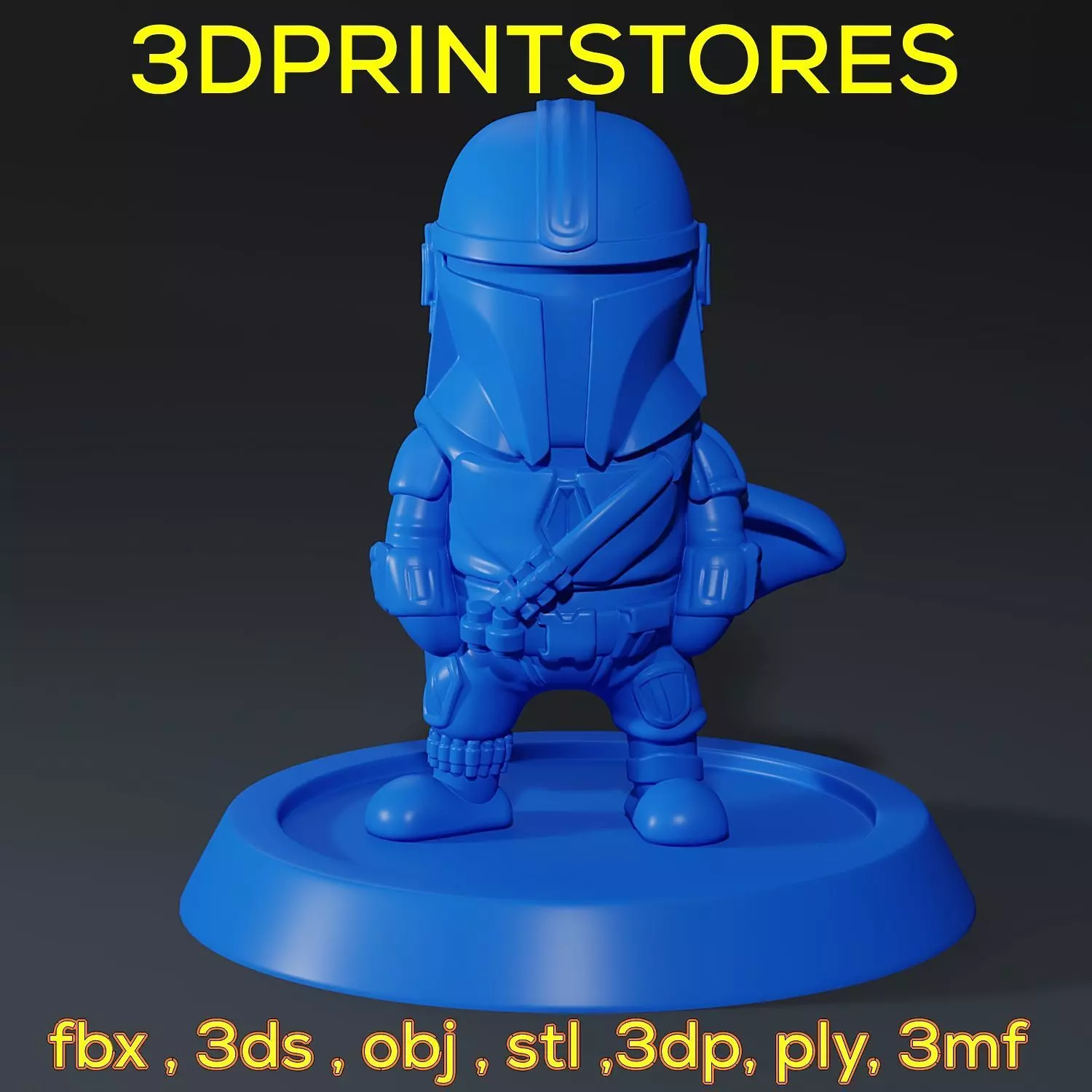 Mandalorian Chibi with base 3d print ready  3D print model_0