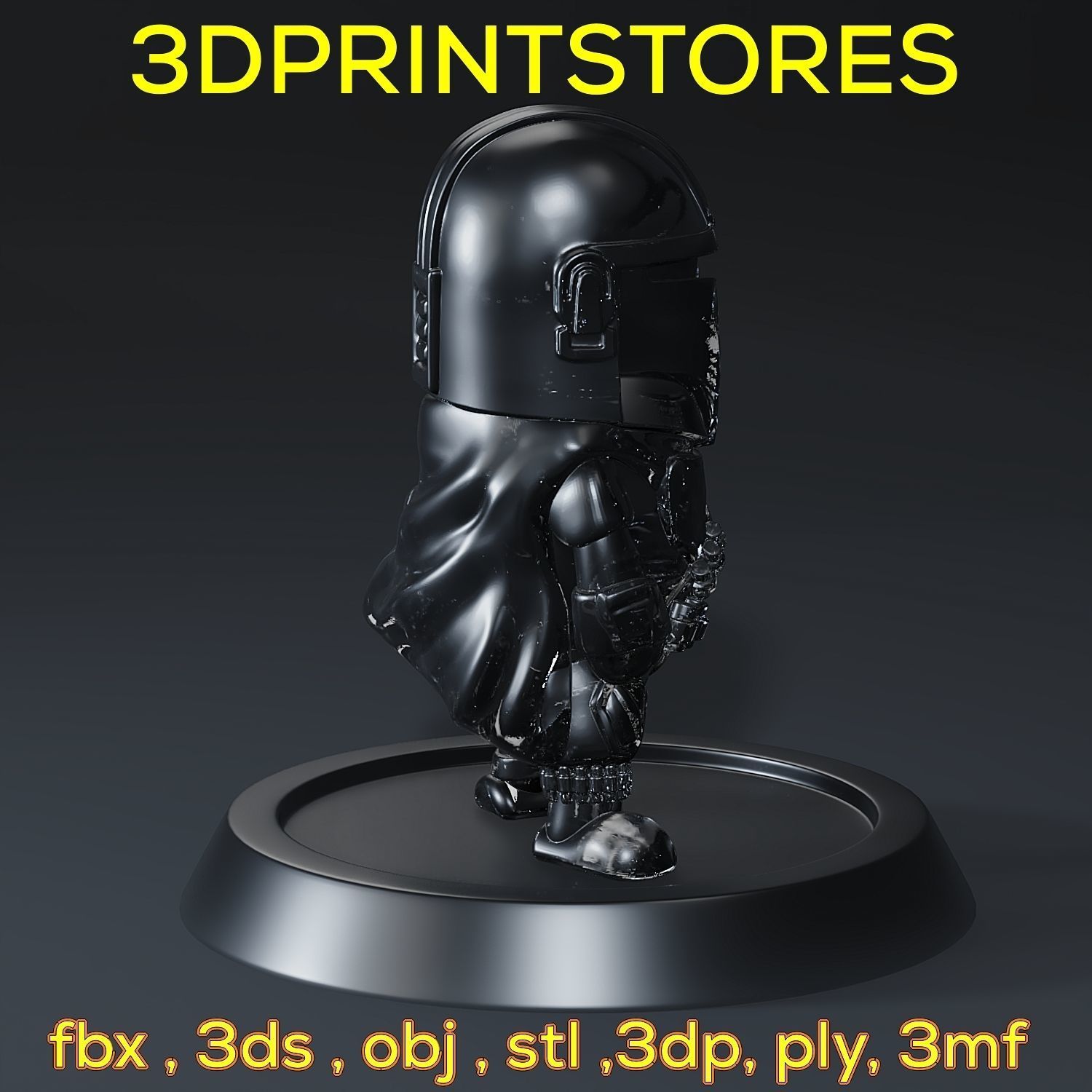 Mandalorian Chibi with base 3d print ready  3D print model_24