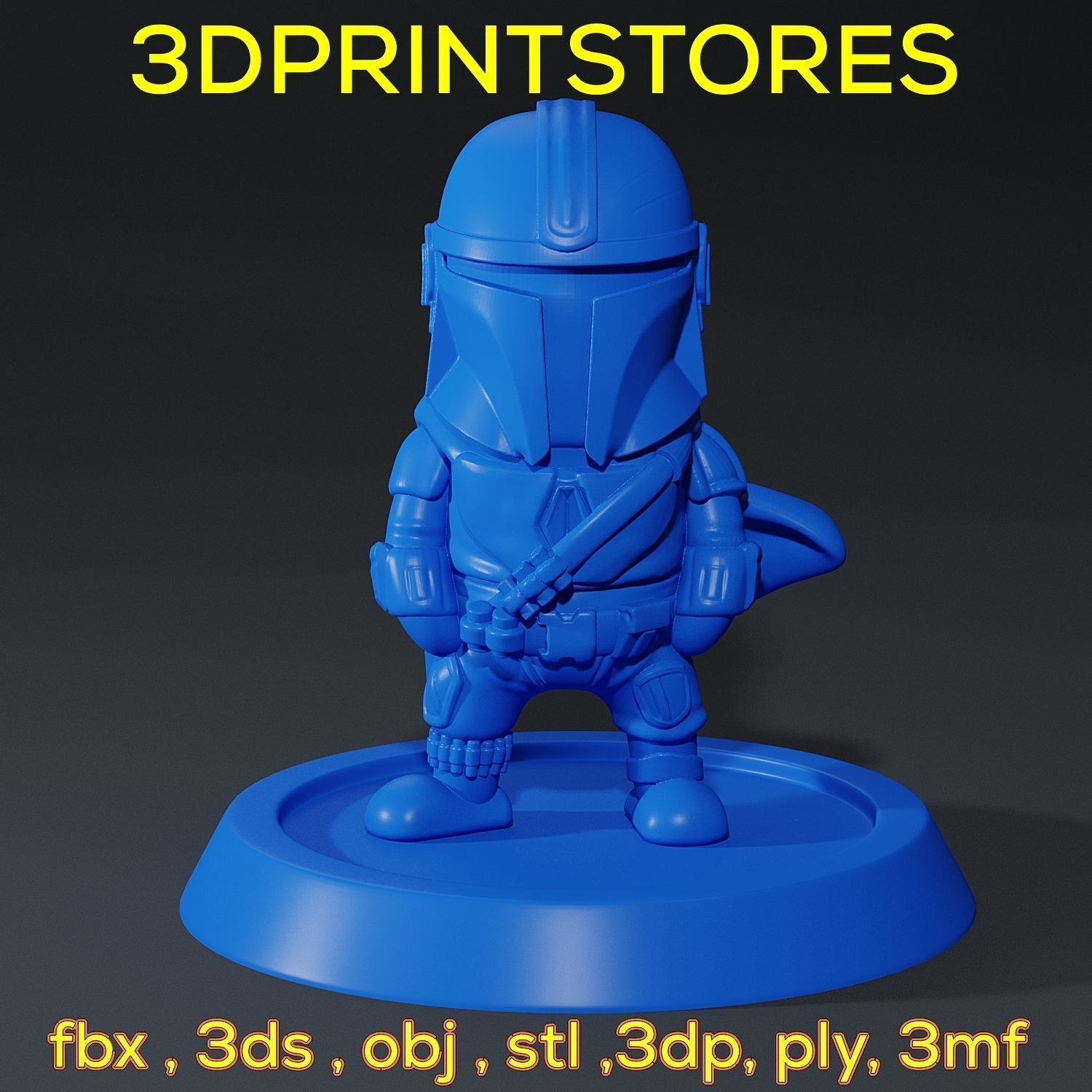 Mandalorian Chibi with base 3d print ready  3D print model_15