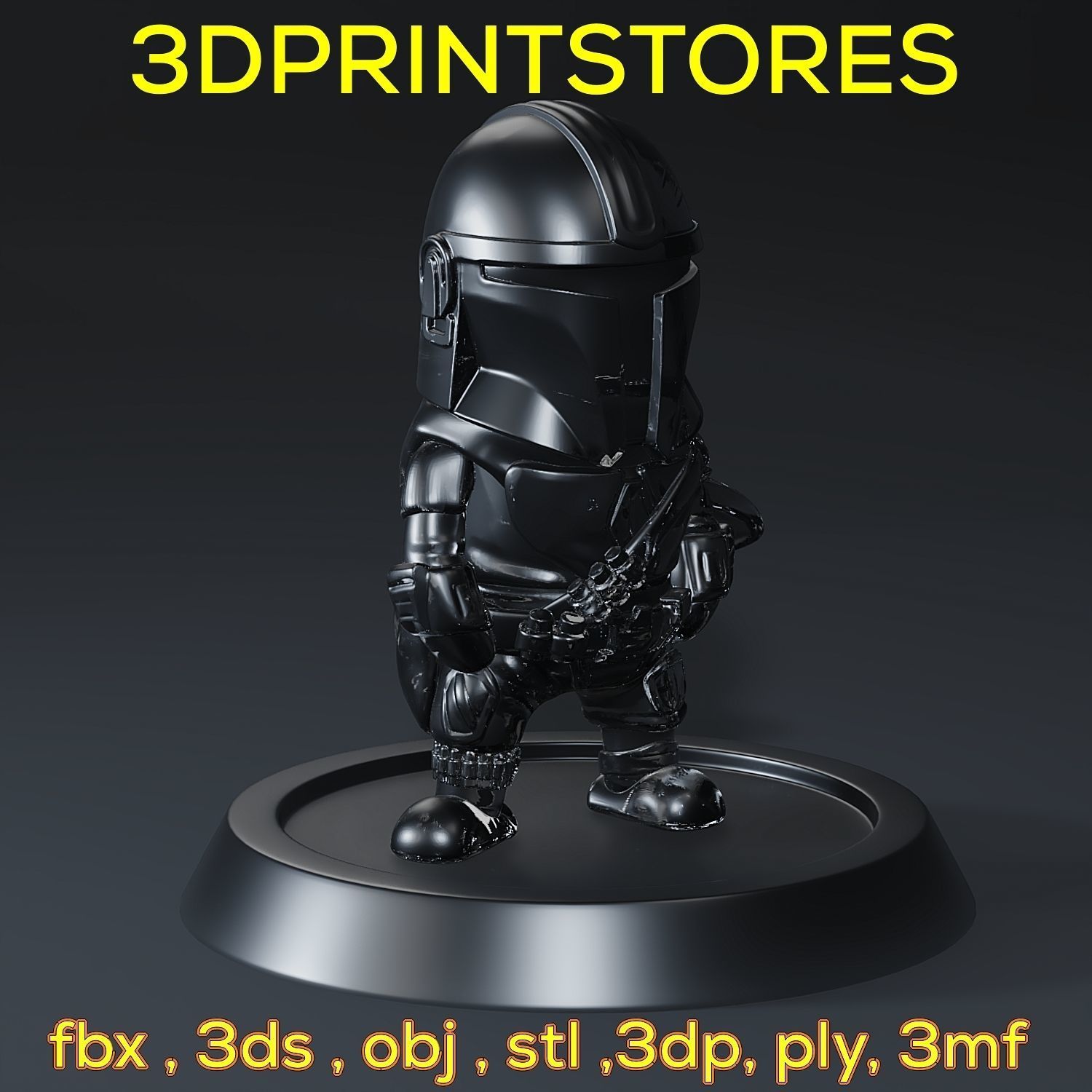 Mandalorian Chibi with base 3d print ready  3D print model_23