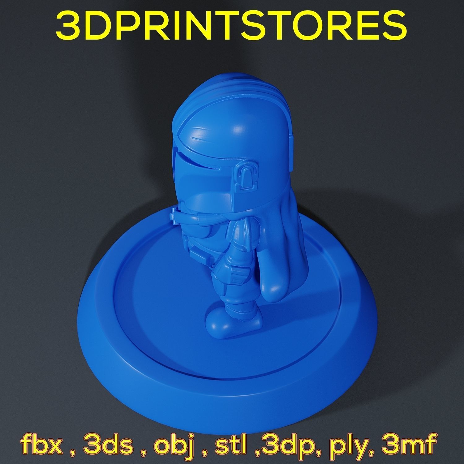 Mandalorian Chibi with base 3d print ready  3D print model_50
