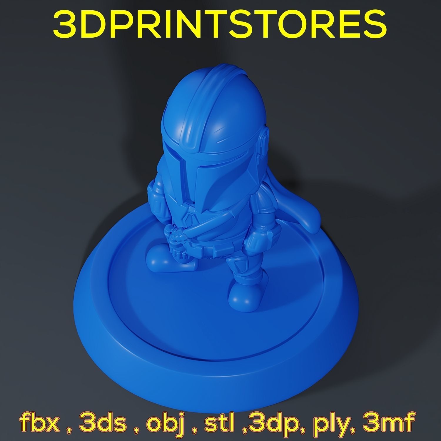 Mandalorian Chibi with base 3d print ready  3D print model_44