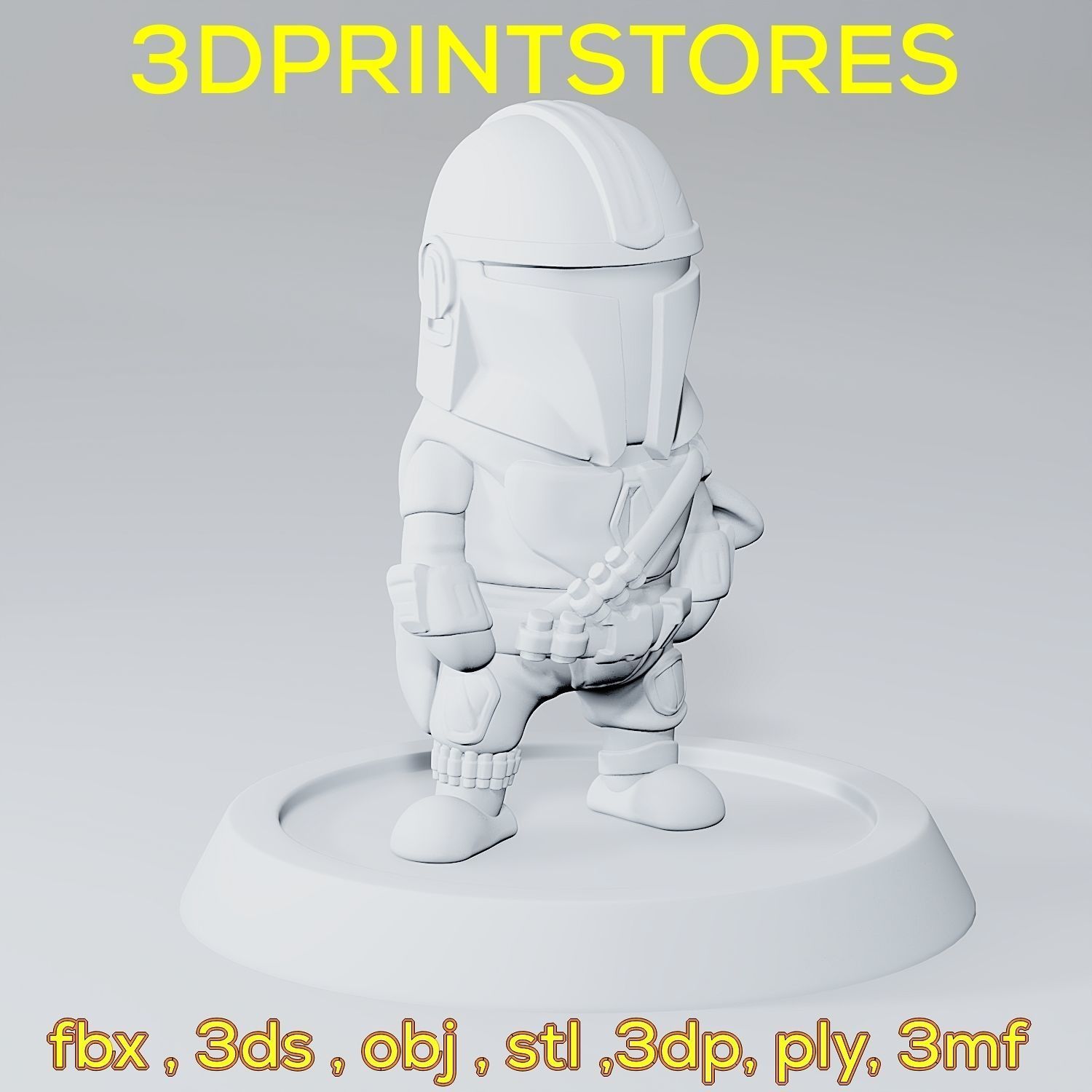 Mandalorian Chibi with base 3d print ready  3D print model_28