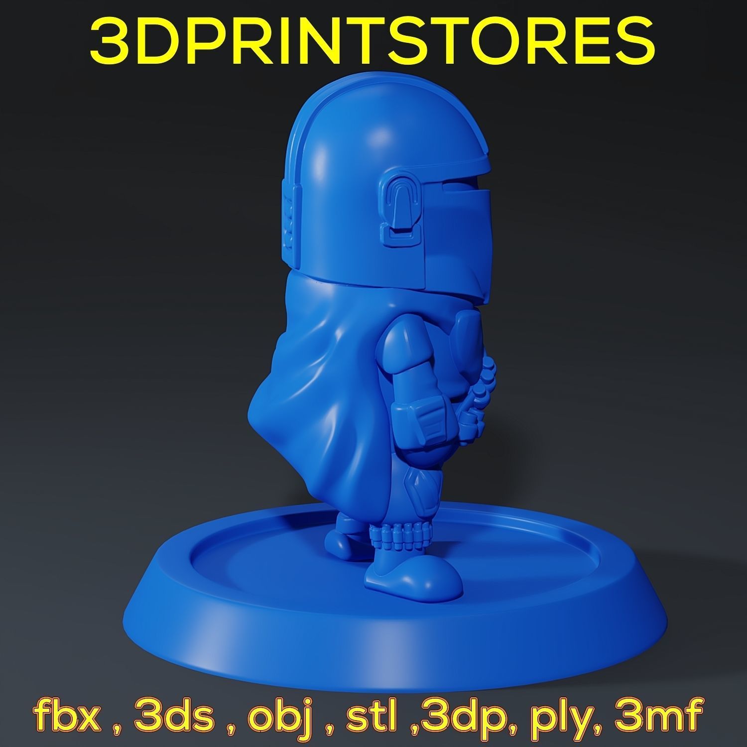 Mandalorian Chibi with base 3d print ready  3D print model_6