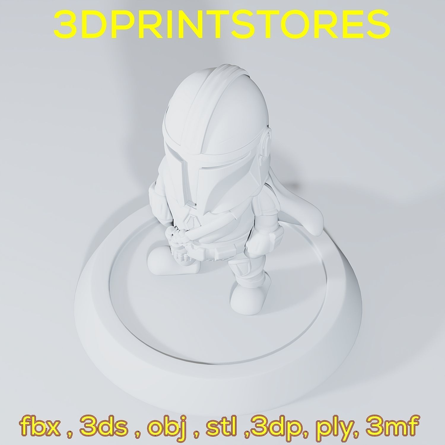 Mandalorian Chibi with base 3d print ready  3D print model_46