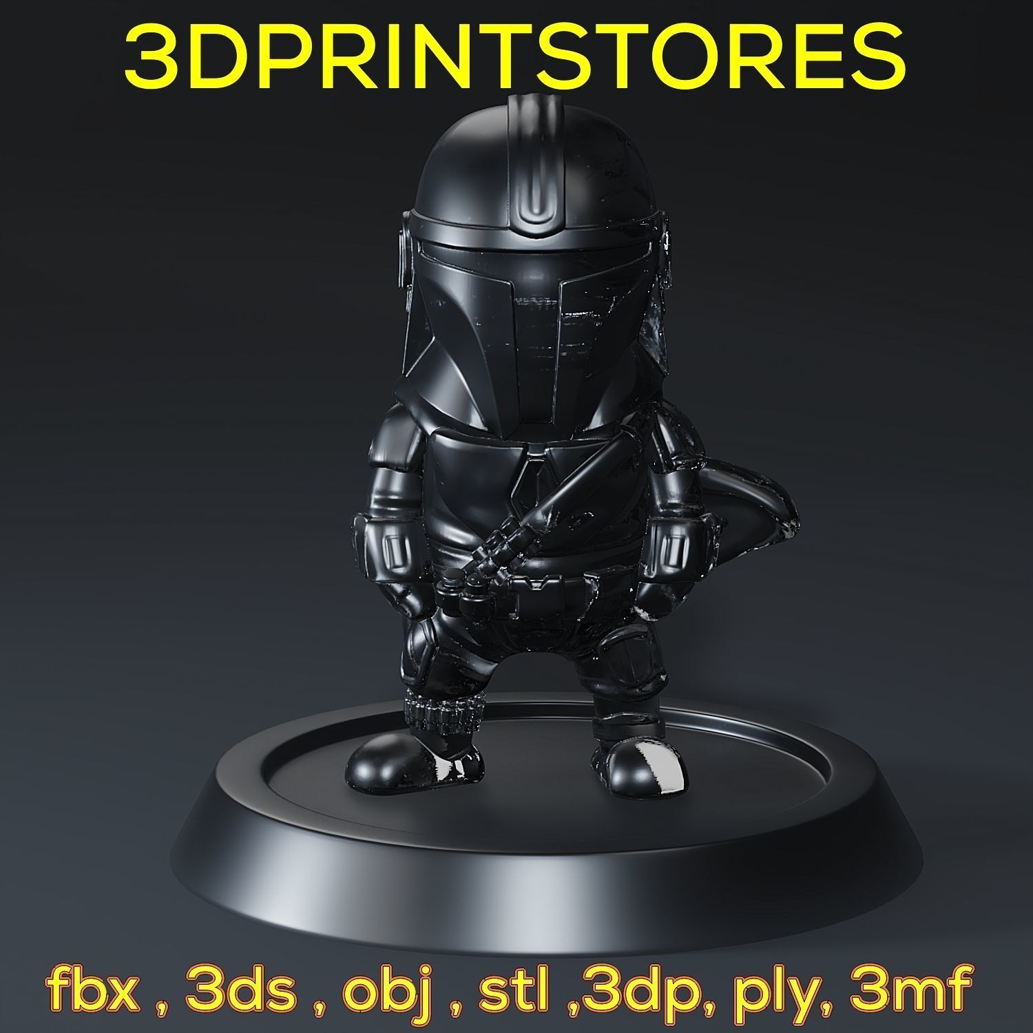 Mandalorian Chibi with base 3d print ready  3D print model_20