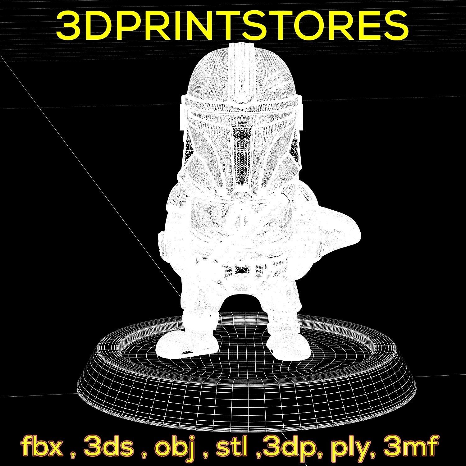 Mandalorian Chibi with base 3d print ready  3D print model_21