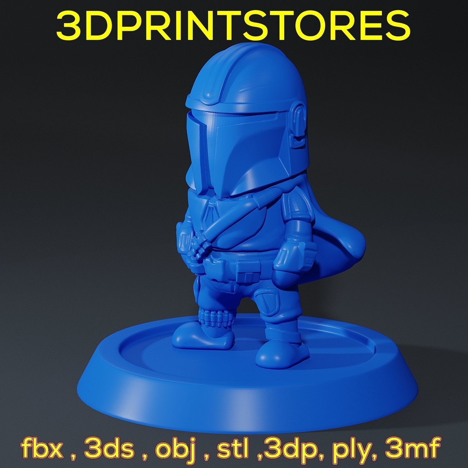 Mandalorian Chibi with base 3d print ready  3D print model_19