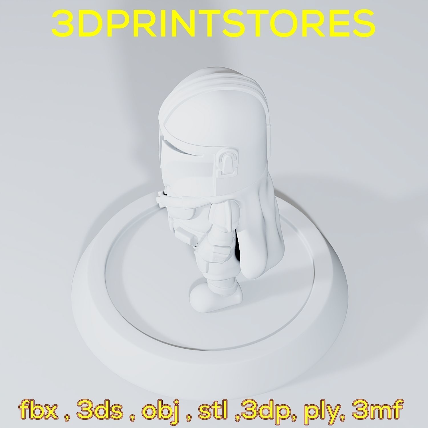 Mandalorian Chibi with base 3d print ready  3D print model_43