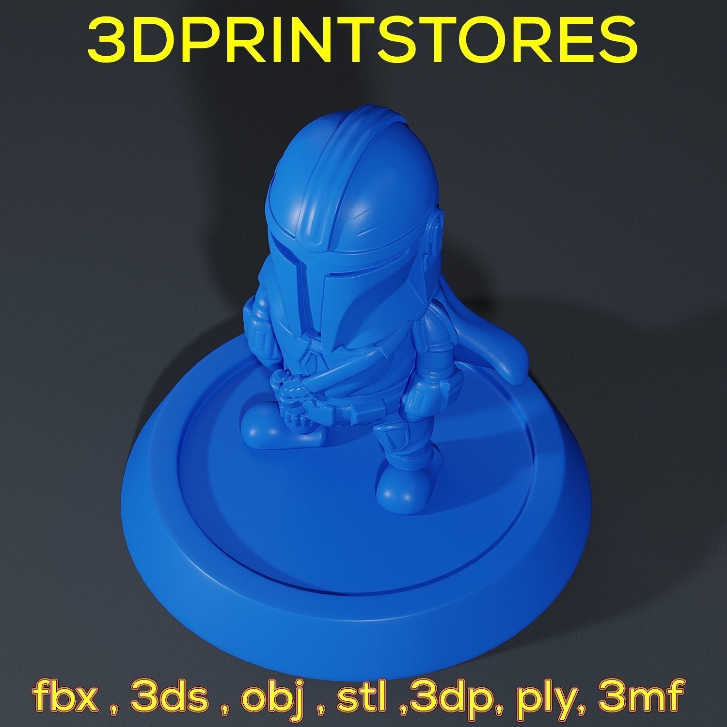 Mandalorian Chibi with base 3d print ready  3D print model_51