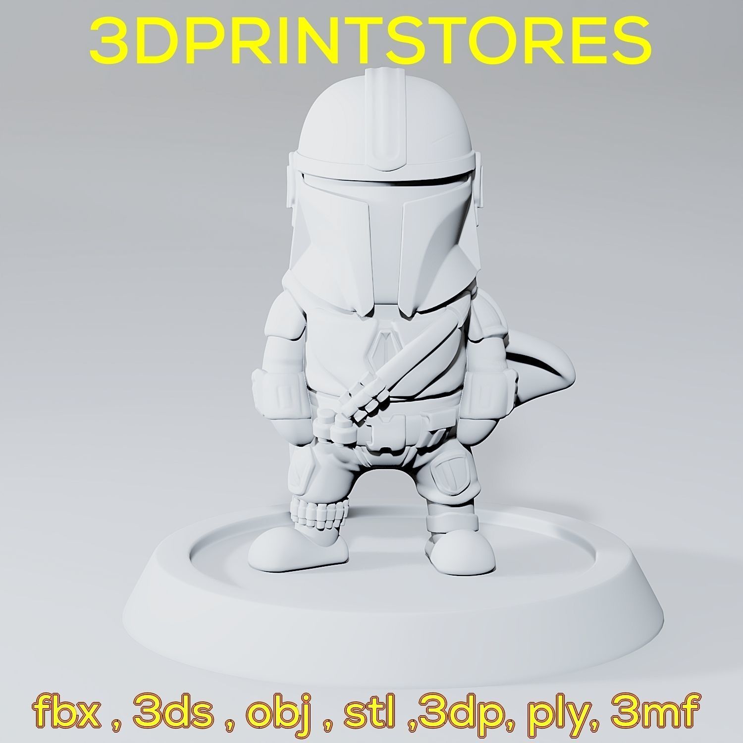 Mandalorian Chibi with base 3d print ready  3D print model_2