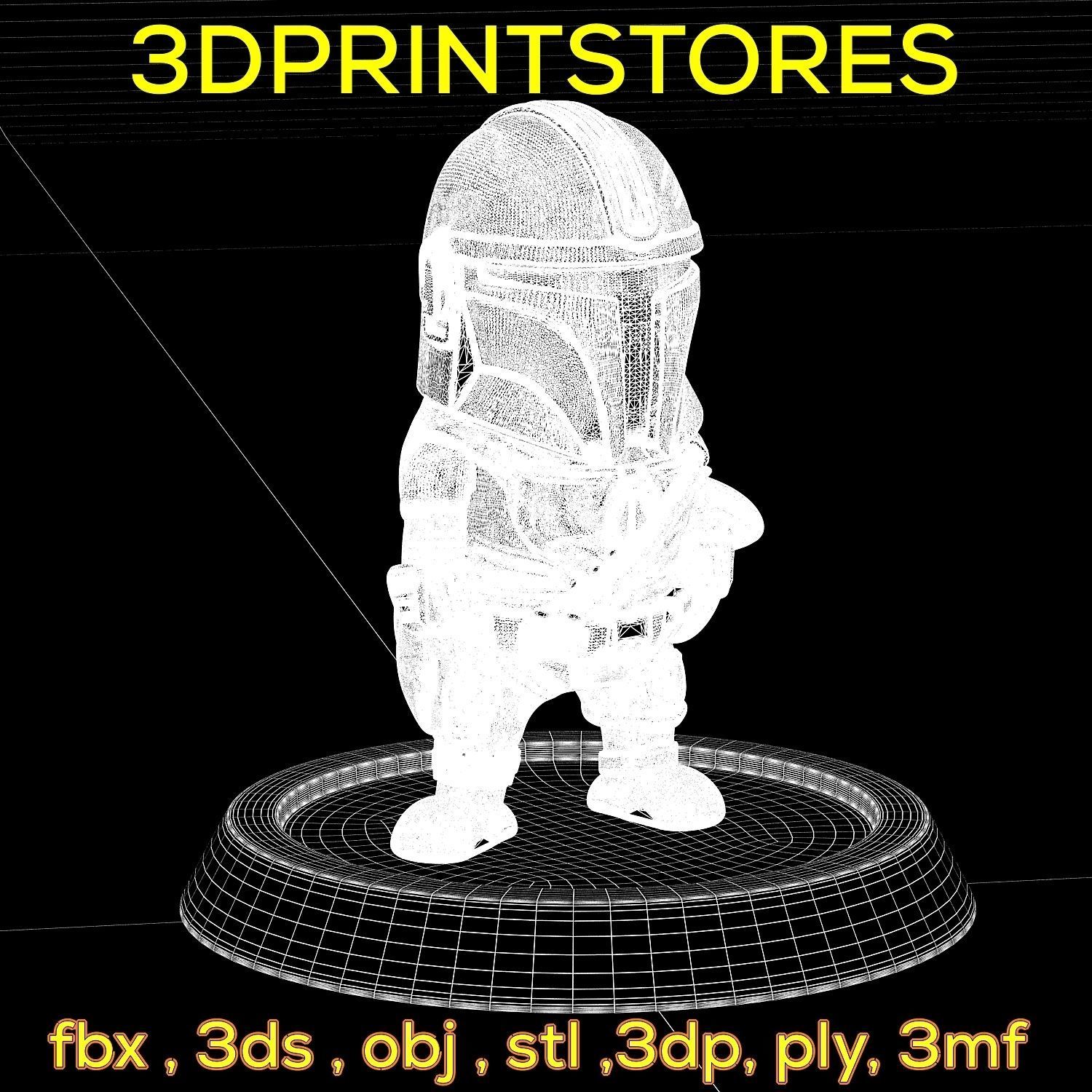 Mandalorian Chibi with base 3d print ready  3D print model_4