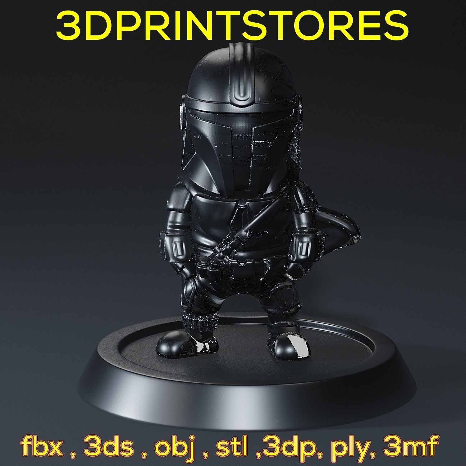 Mandalorian Chibi with base 3d print ready  3D print model_29