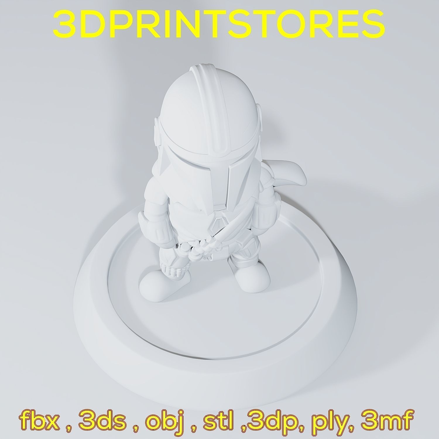 Mandalorian Chibi with base 3d print ready  3D print model_34