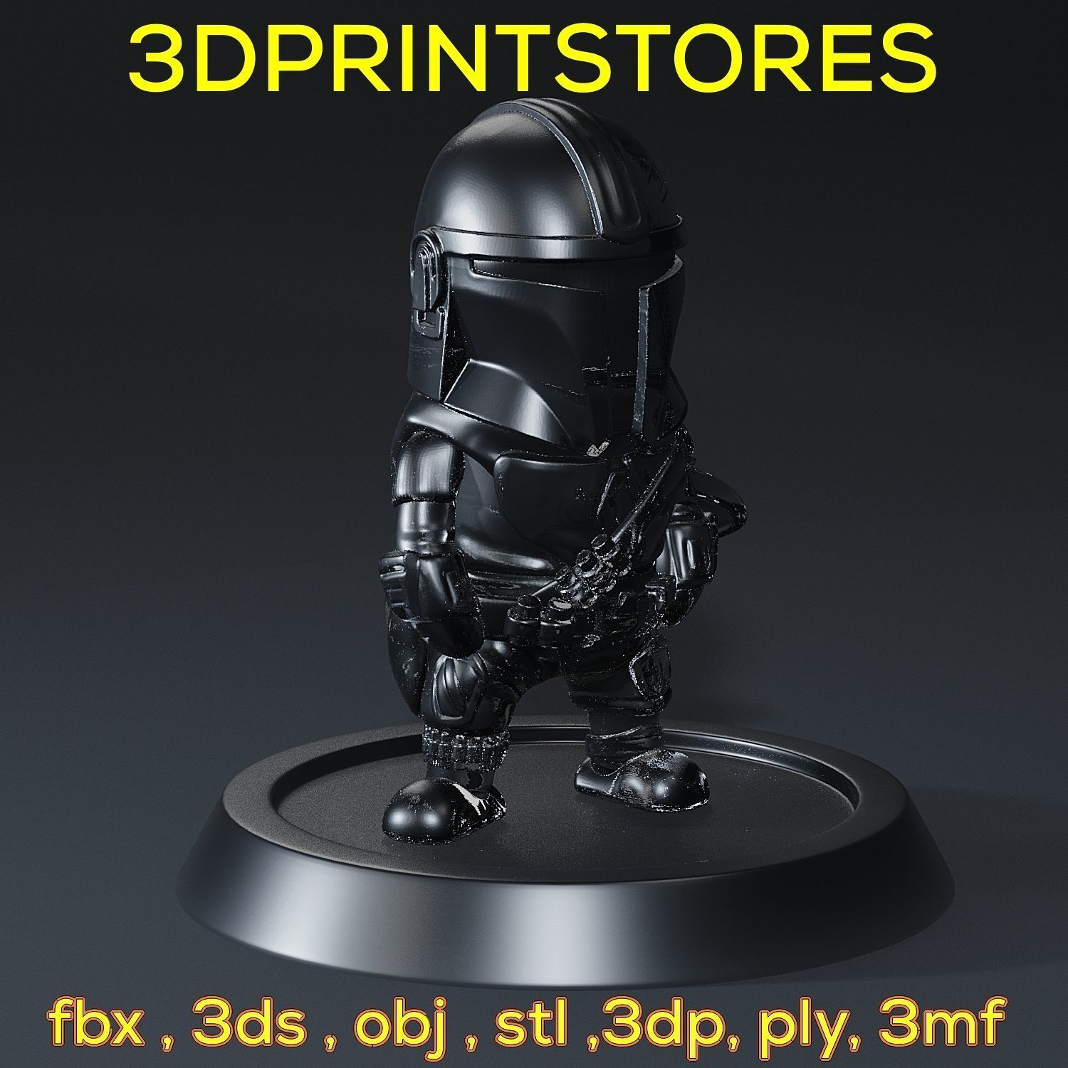Mandalorian Chibi with base 3d print ready  3D print model_30