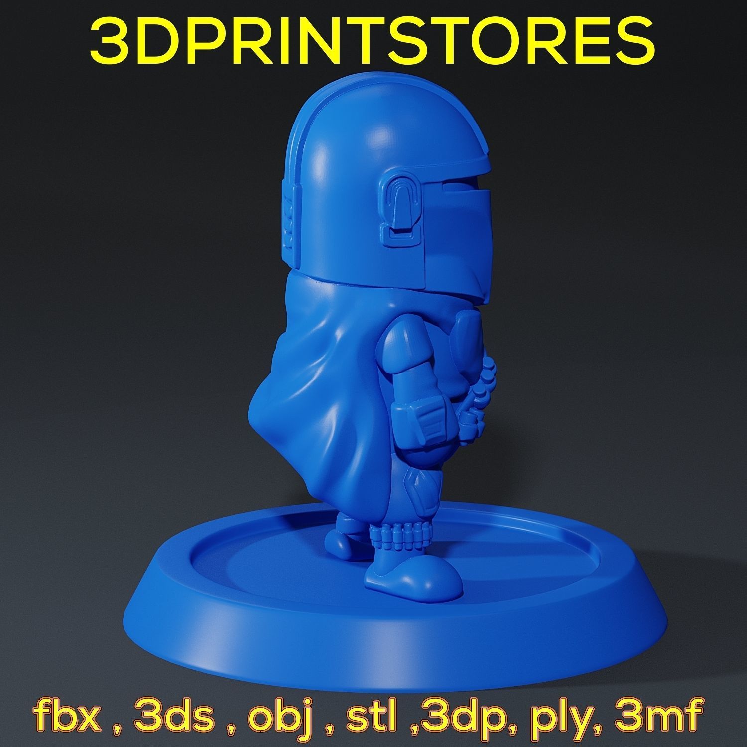 Mandalorian Chibi with base 3d print ready  3D print model_17