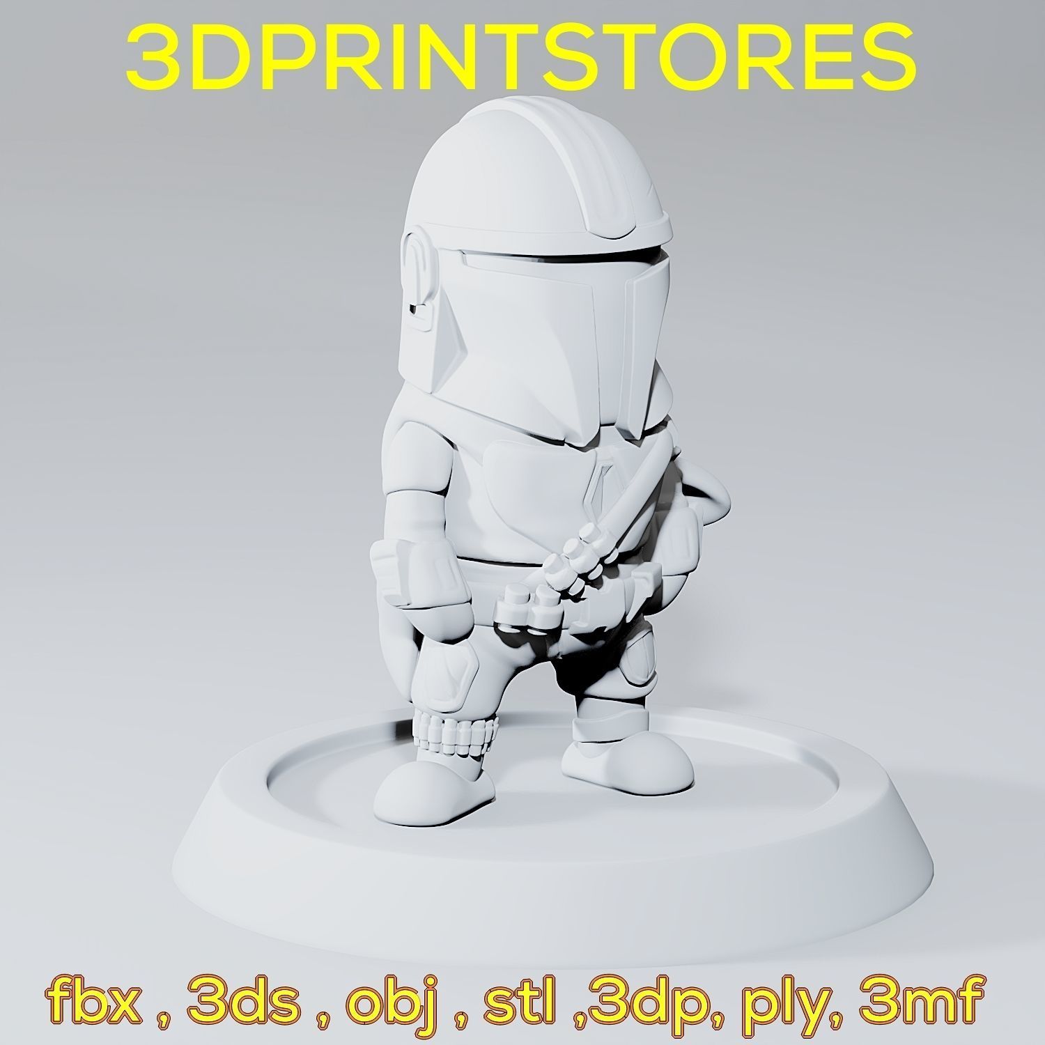 Mandalorian Chibi with base 3d print ready  3D print model_5