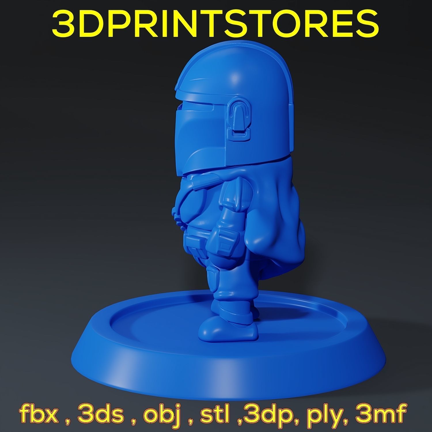 Mandalorian Chibi with base 3d print ready  3D print model_9