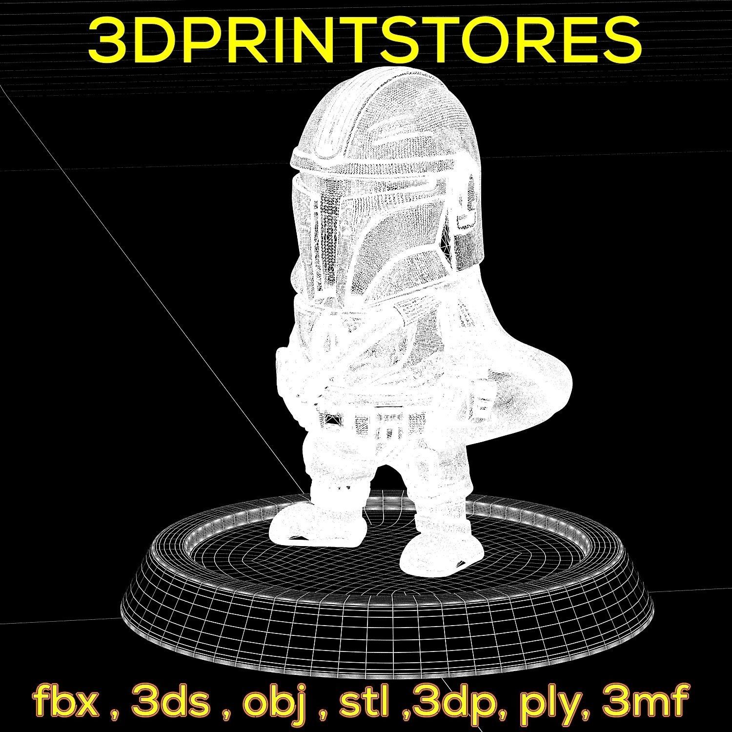 Mandalorian Chibi with base 3d print ready  3D print model_13