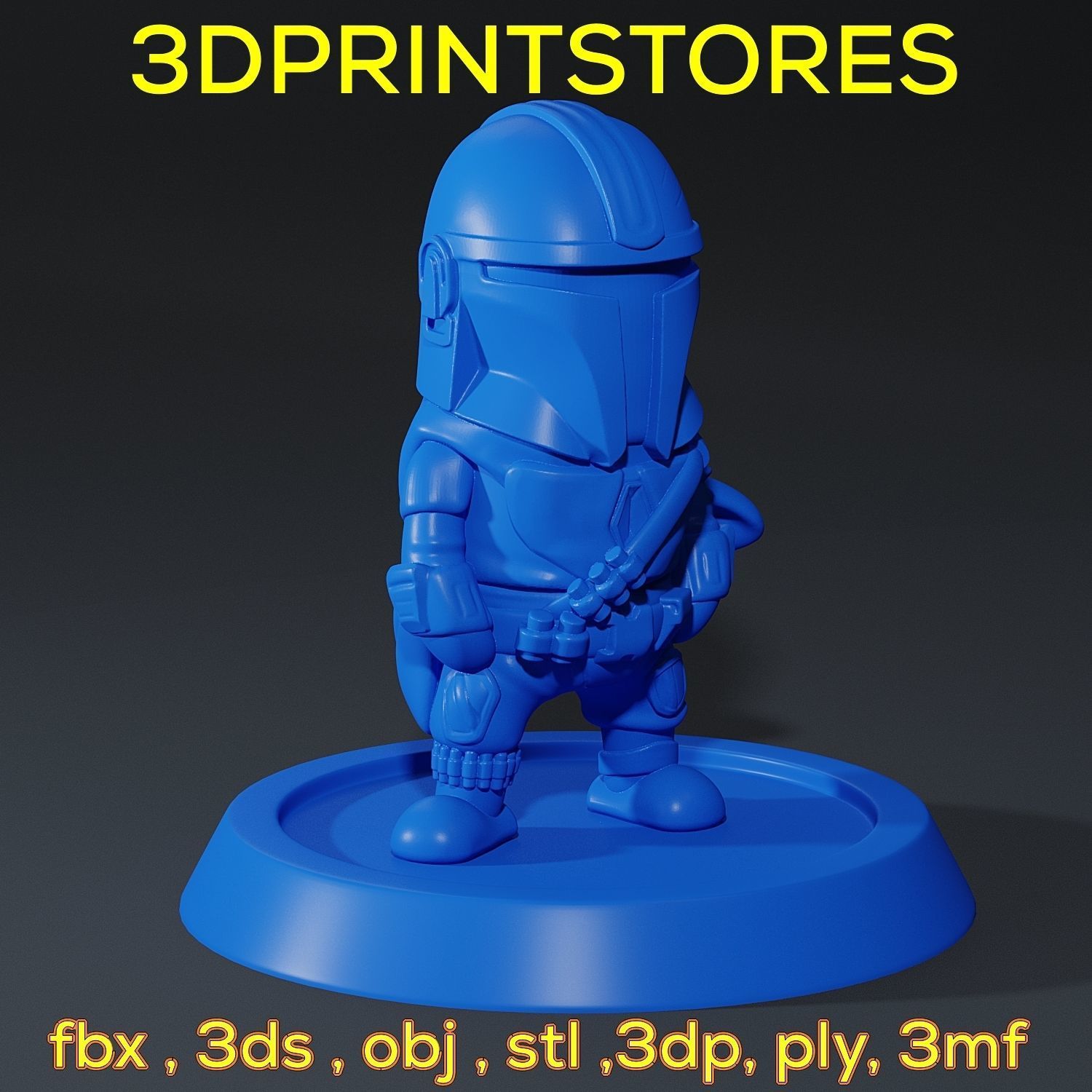 Mandalorian Chibi with base 3d print ready  3D print model_16