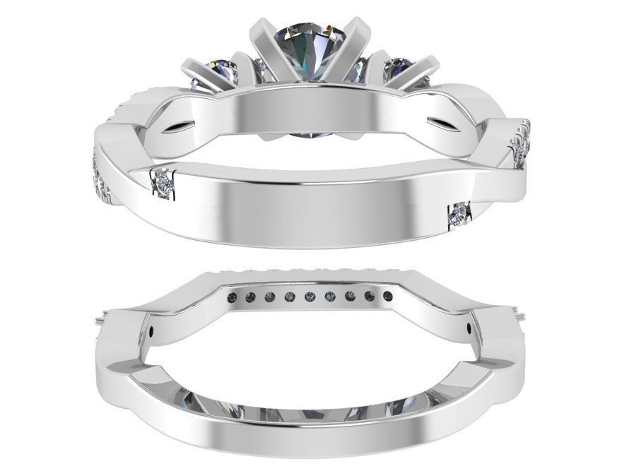 3-Stone Twisted Ring With Notched Band 1571 3D print model_3