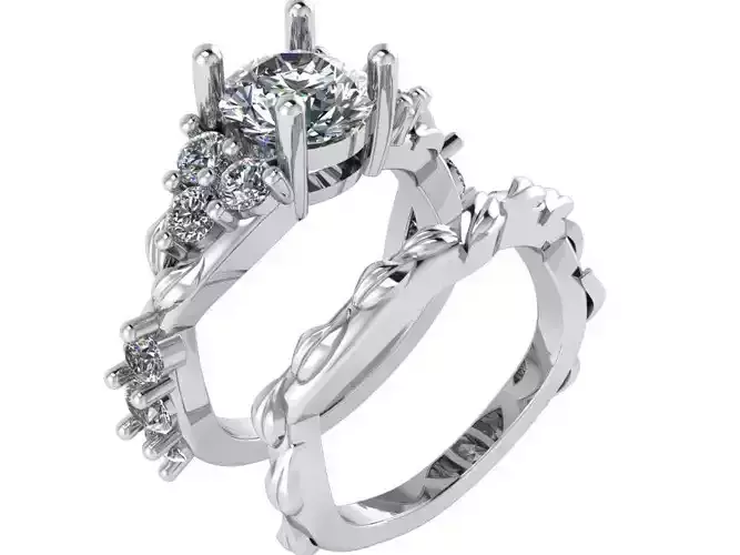 Round Diamond Ring With Band 1572