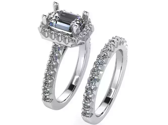 Emerald Halo Bridal Set 1573