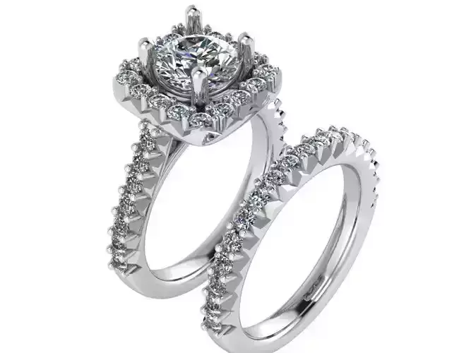 Square Halo Ring With Band 1575