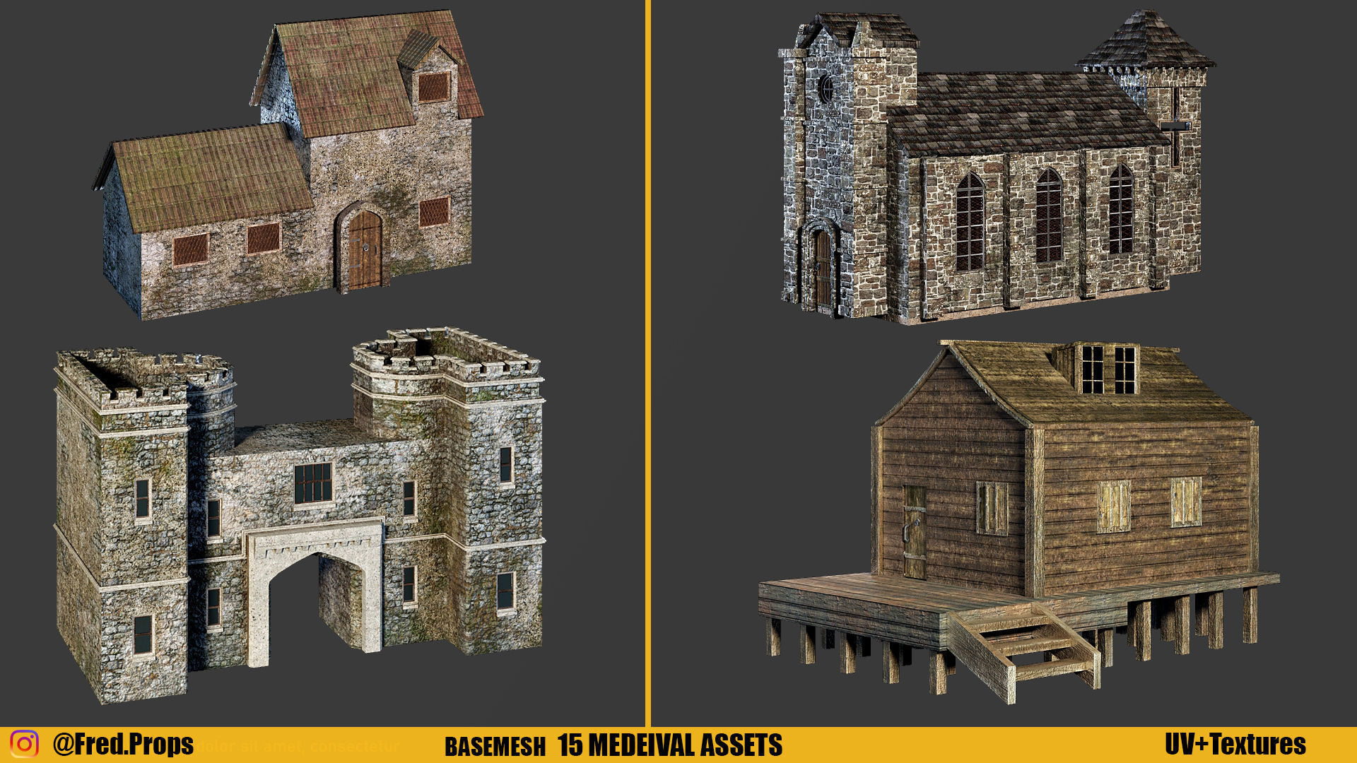 MEDIEVAL ASSETS Vol 2 Basemesh 4kTextures Low-poly 3D model_4