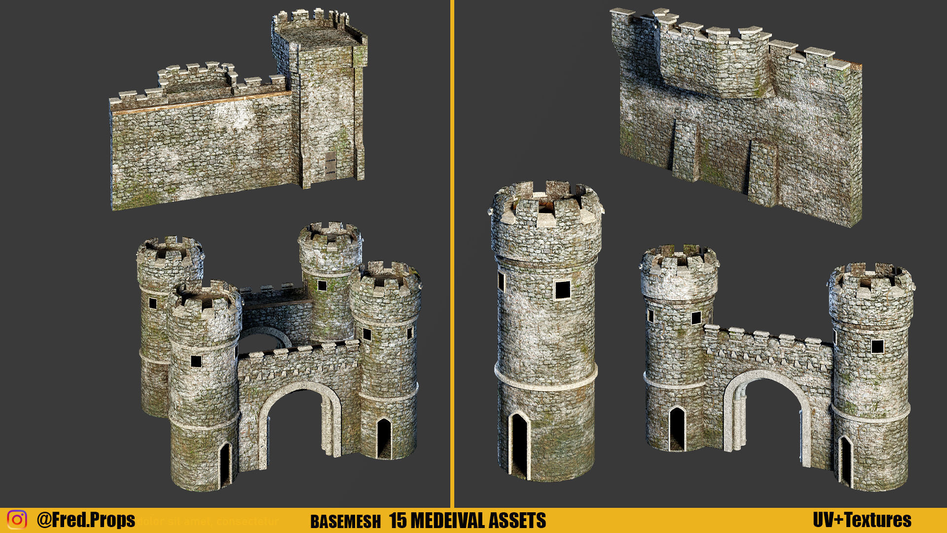 MEDIEVAL ASSETS Vol 2 Basemesh 4kTextures Low-poly 3D model_3