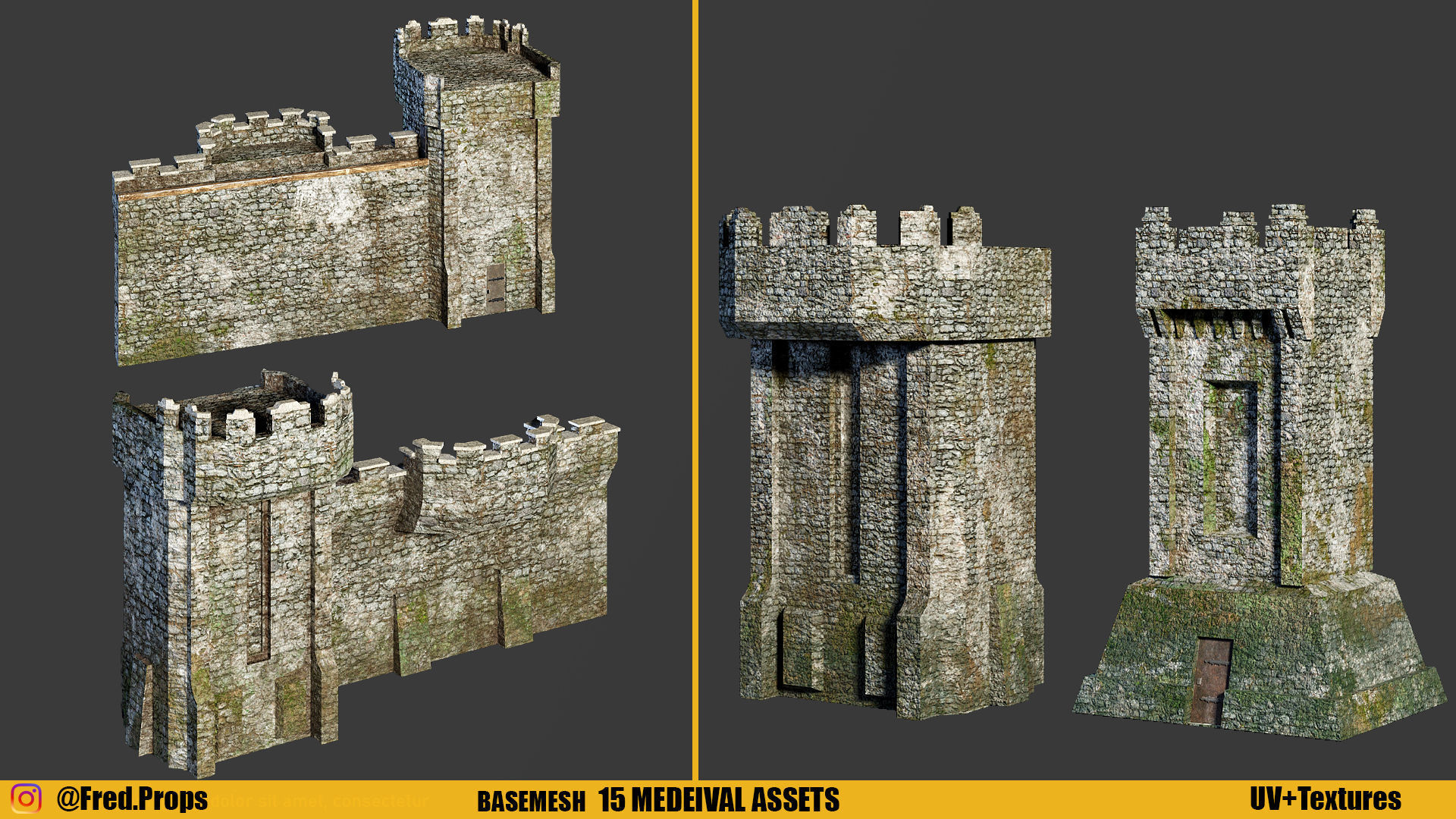 MEDIEVAL ASSETS Vol 2 Basemesh 4kTextures Low-poly 3D model_5