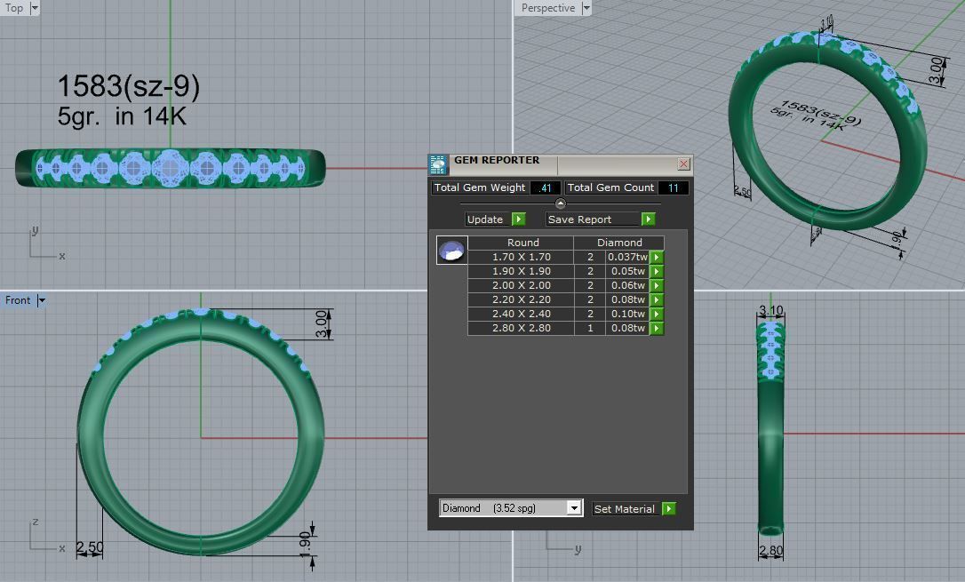 Diamond Band 1583 3D print model_4
