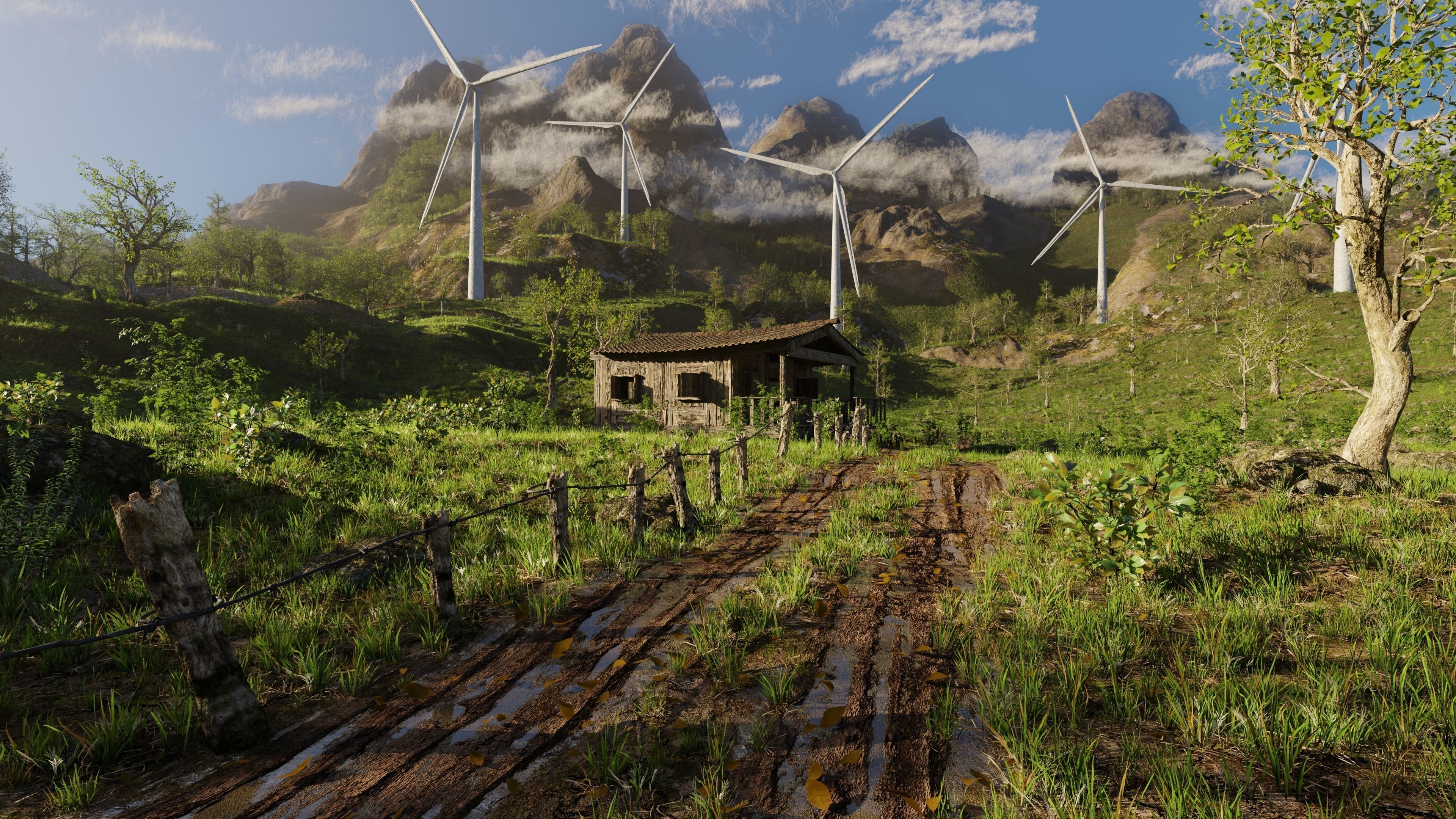 Wind Turbine Scene 3D model_1