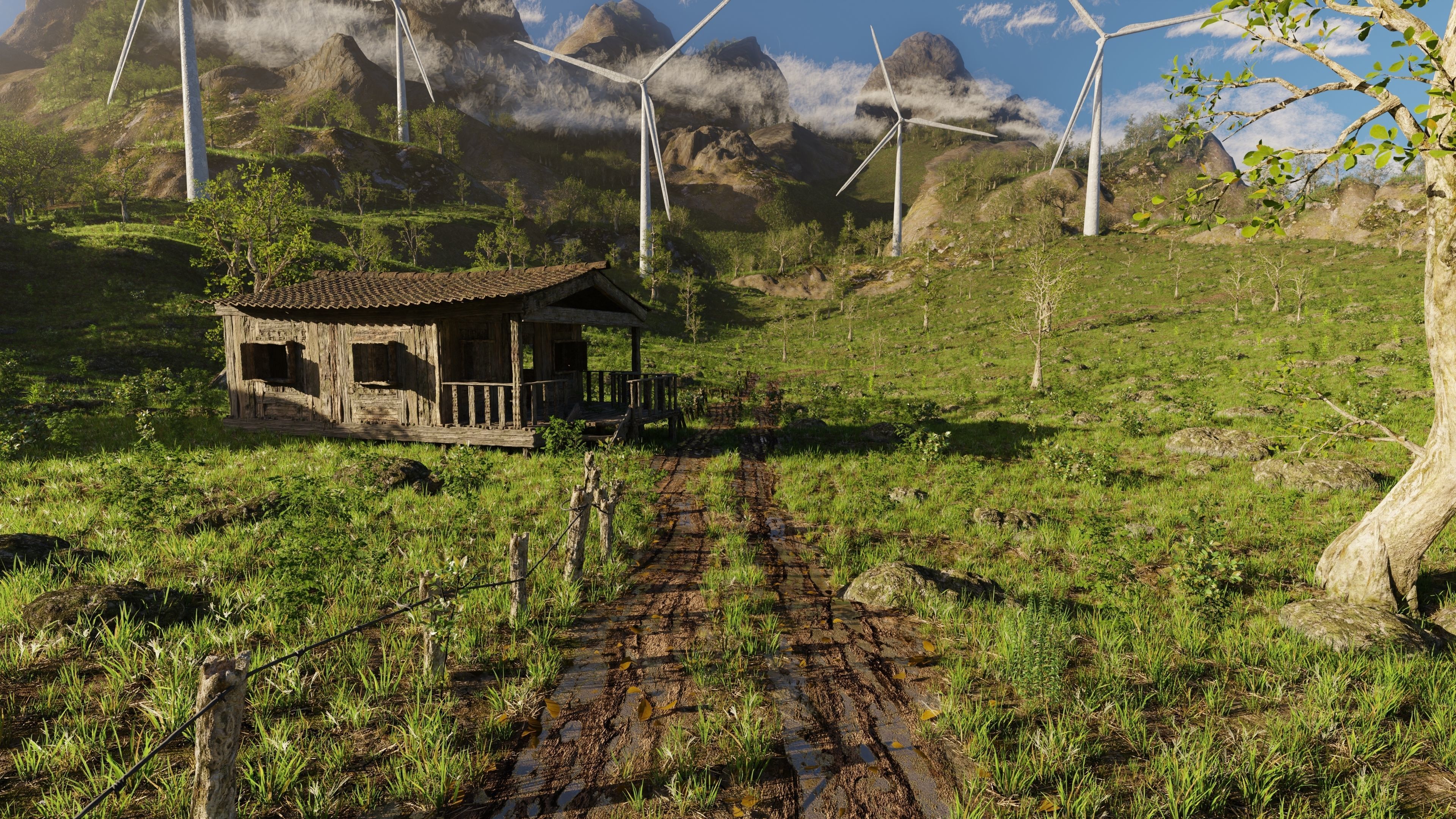 Wind Turbine Scene 3D model_2